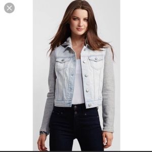 Aeropostale Light Wash Sweater Sleeve Denim Jacket